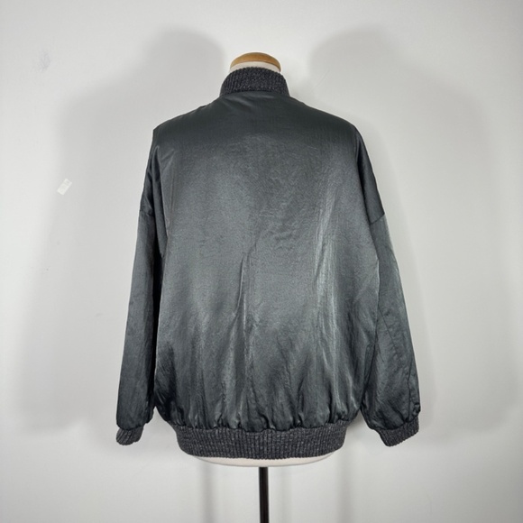 Vintage Esprit 1986 Gray Pink Lined Silky Nylon Bomber Jacket Size M Hong Kong - Picture 3 of 16